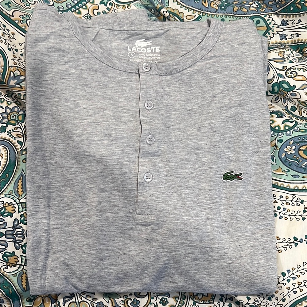 Lacoste Men's Grey Henley Shirt